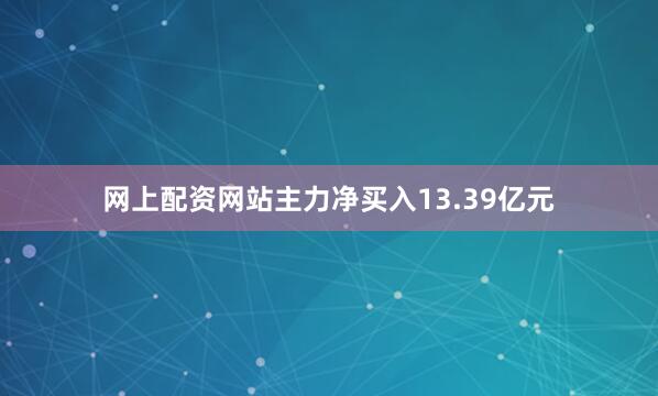 网上配资网站主力净买入13.39亿元